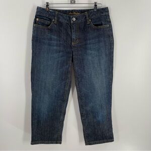 Ann Taylor Modern Fit Lindsay Waist Cropped Pockets Embroidery Jeans Capris